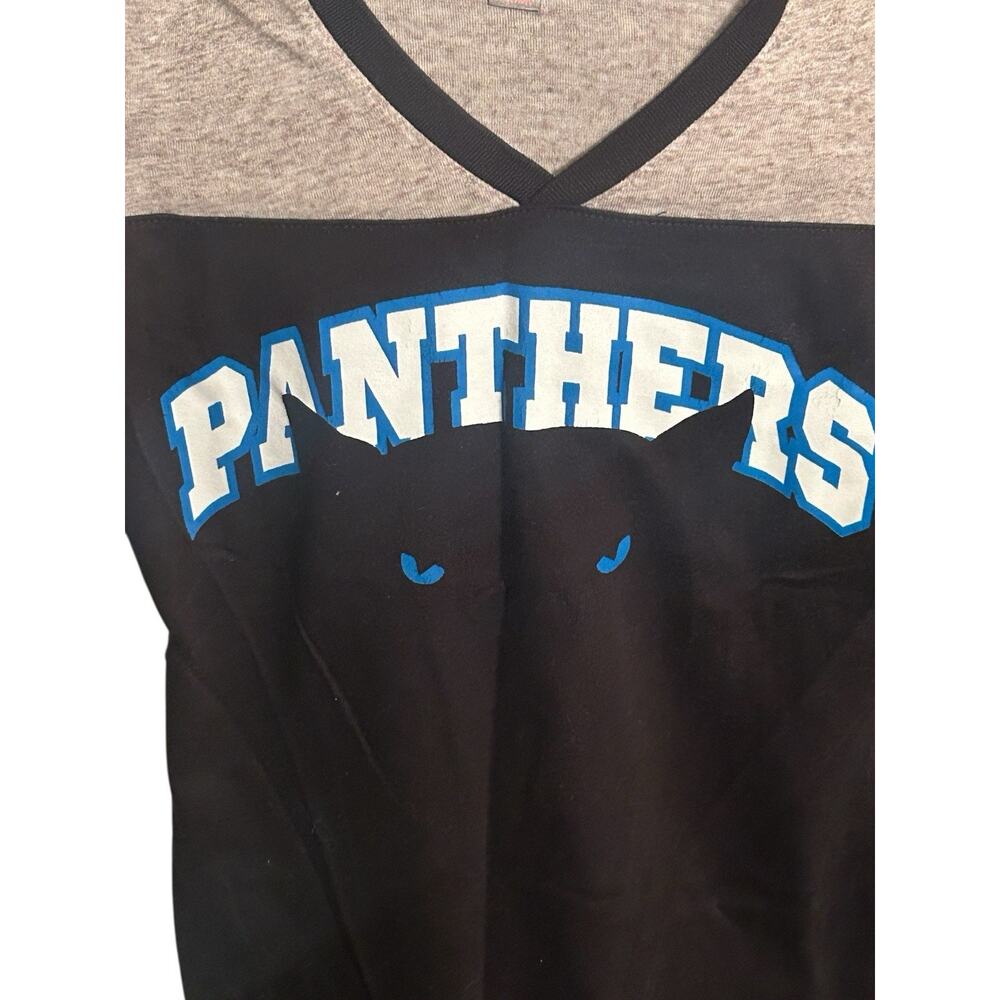 Carolina Panthers NFL Women’s XS Shirt With Panther‎ Head Black Gray Blue White - Picture 2 of 7